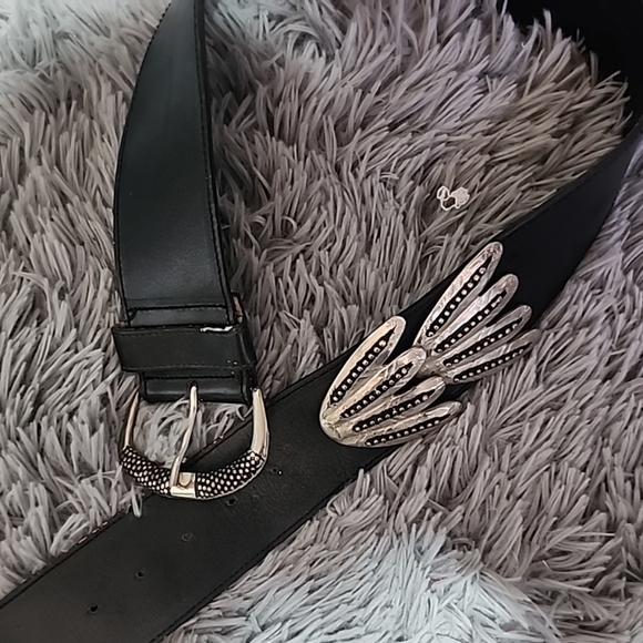 WOMENS Vintage Leather Big buckle belt - Picture 13 of 15